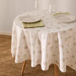 Mantel redondo algodón estampado flores Florgur