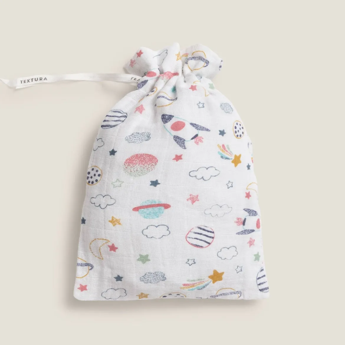 Muselina de algodón con estampado de planetas Planetis