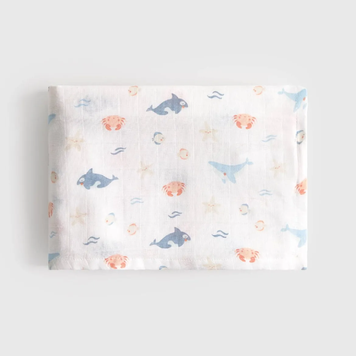 Muselina de algodón con estampado marino Sealumu