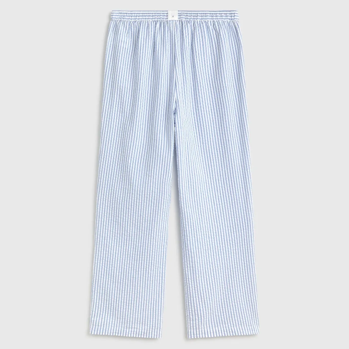 Pantalón de algodón seersucker mil rayas Lilia