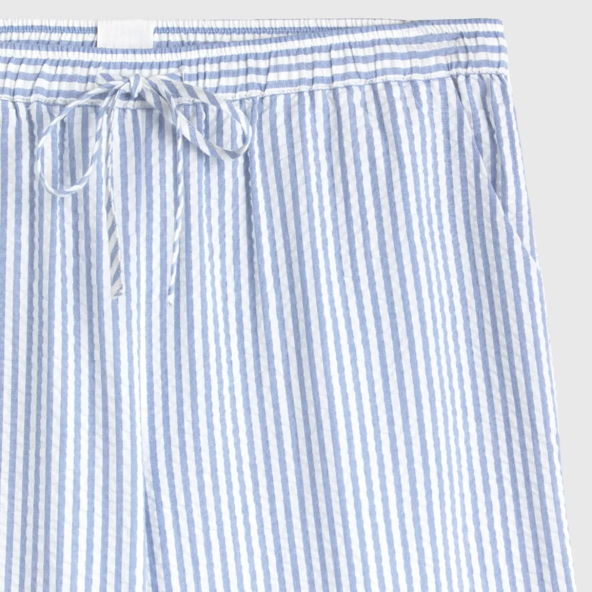 Pantalón de algodón seersucker mil rayas Lilia