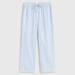 Pantalón de algodón seersucker mil rayas Lilia