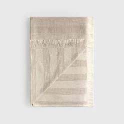 Plaid de rayas tejidas con flecos Primpla