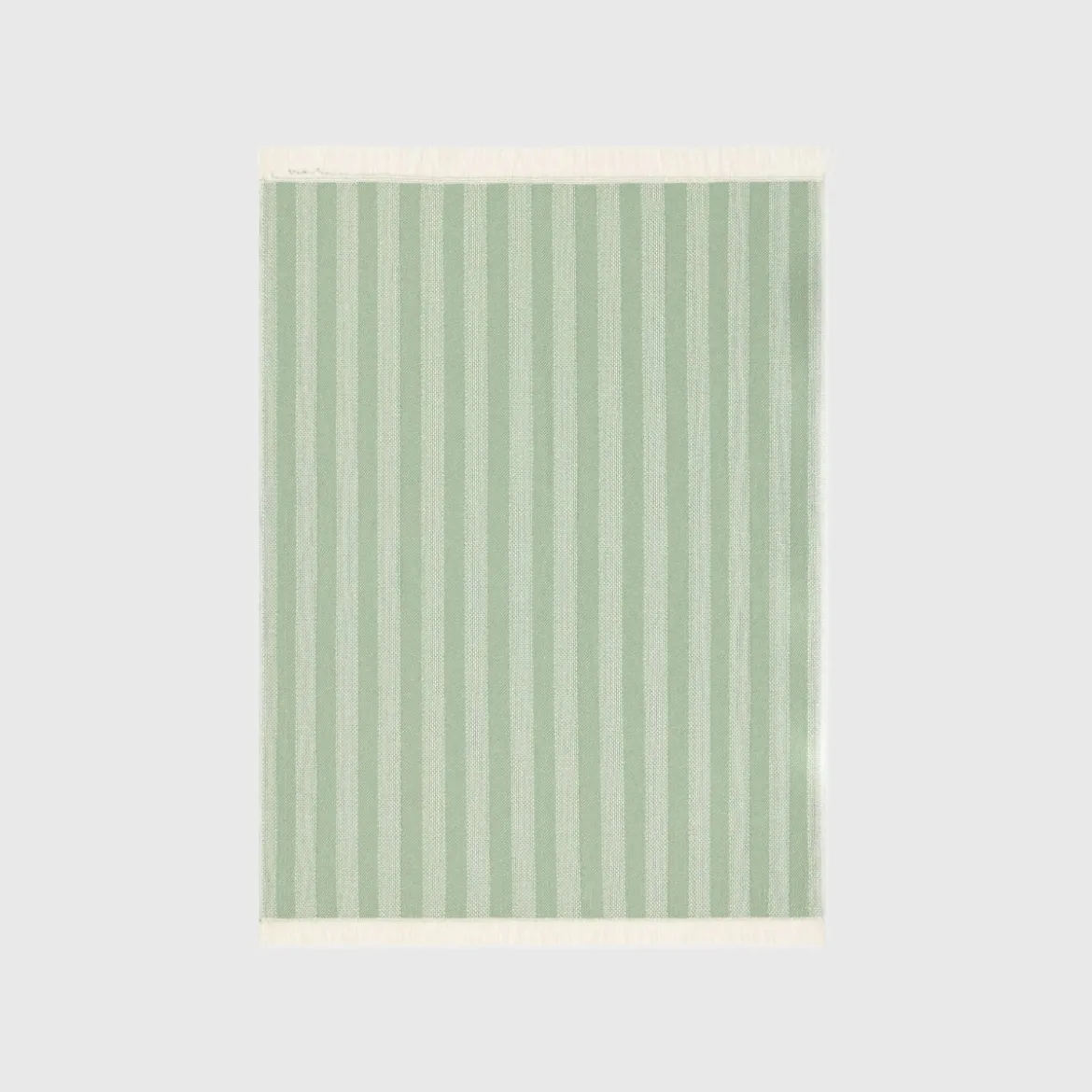 Plaid de rayas tejidas verde con flecos Primpla