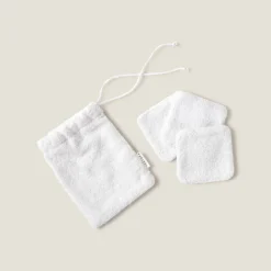 Set de tres toallitasdesmaquillantesen rizo blanco Toallitaspa