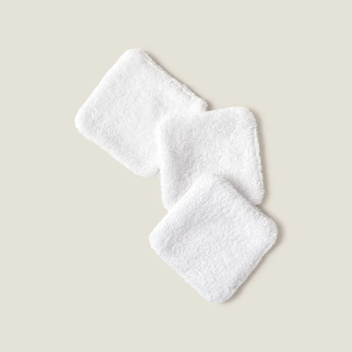 Set de tres toallitasdesmaquillantesen rizo blanco Toallitaspa
