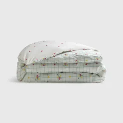 Set funda nórdica algodón percal 180 hilos cuadros flores Florgri