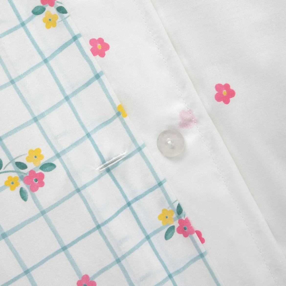 Set funda nórdica algodón percal 180 hilos cuadros flores Florgri