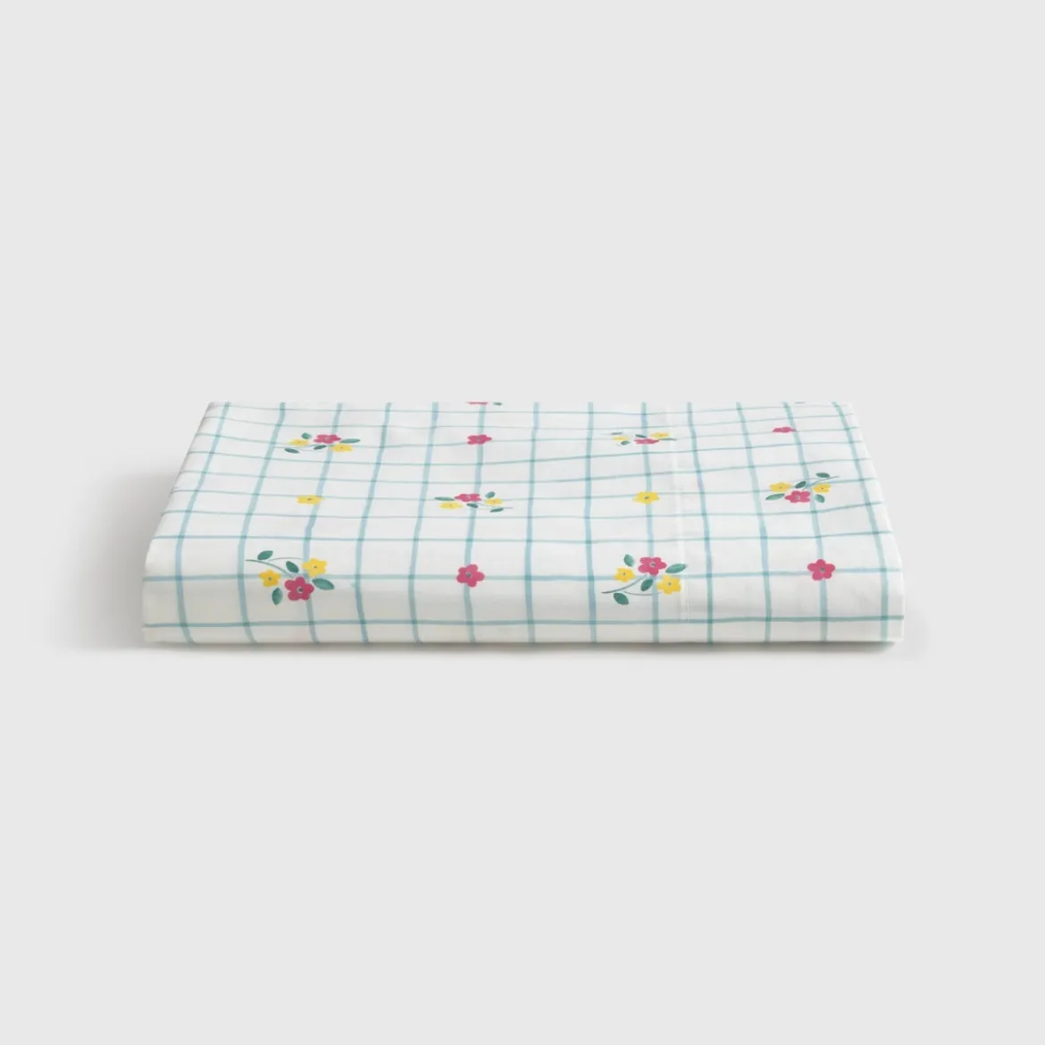 Set sábana algodón percal 180 hilos cuadros flores Florgri