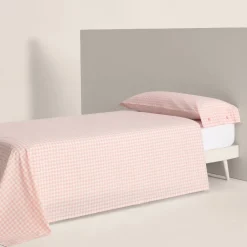 Set sábana algodón percal 180 hilos cuadros vichy Kimcuad