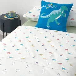 Set sábana algodón percal 180 hilos dinosaurios Duno