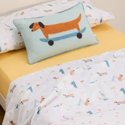 Set sábana algodón percal 180 hilos perritos Adventure