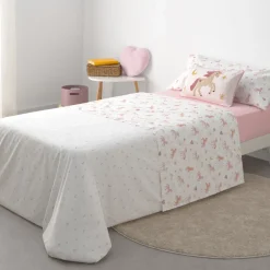 Set sábana algodón percal 180 hilos unicornios Unela
