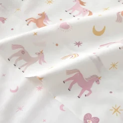 Set sábana algodón percal 180 hilos unicornios Unela