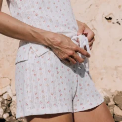Short algodón canalé estampado floral Fabiana