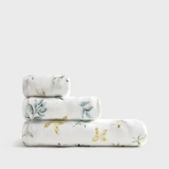 Toalla de baño algodón estampado hojas Foloto