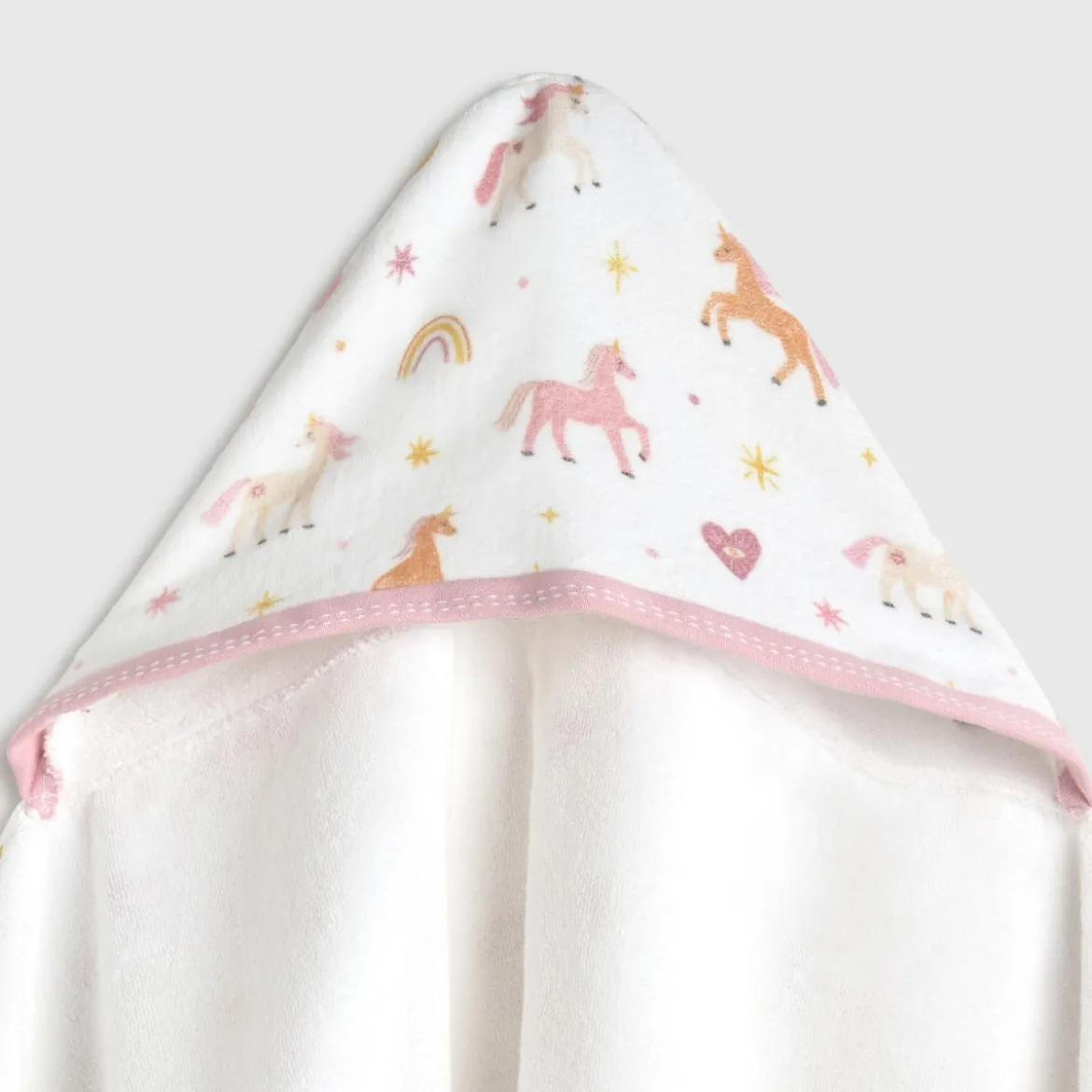Toalla de baño algodón rizo capucha unicornios Unela