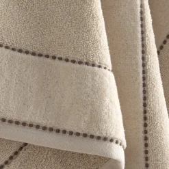 Toalla de baño algodón velour bordado rayas Meto