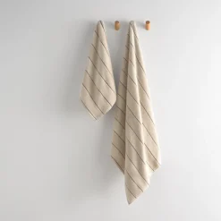 Toalla de baño algodón velour bordado rayas Meto