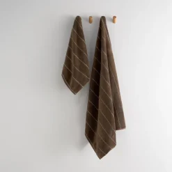 Toalla de baño algodón velour bordado rayas Meto