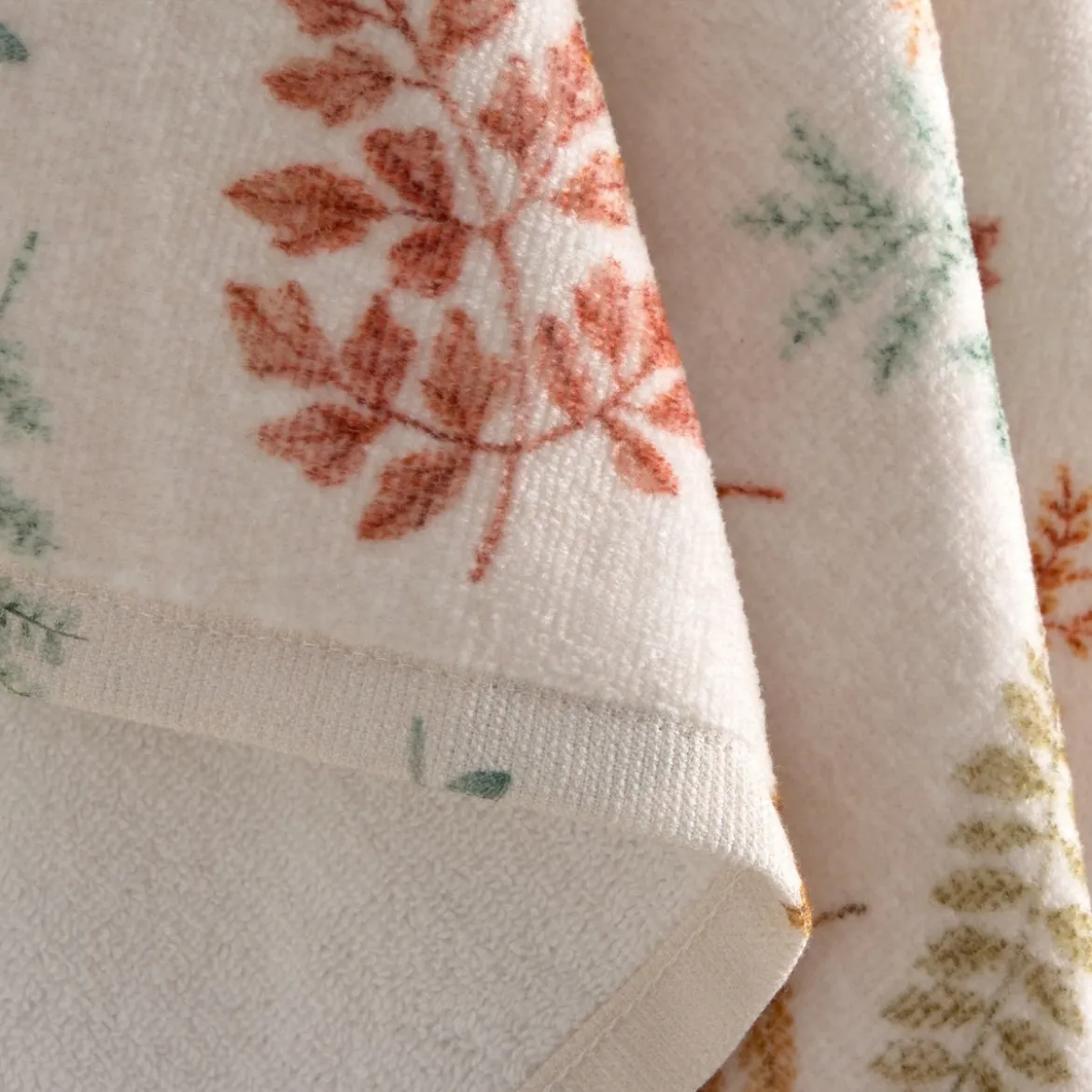 Toalla de baño algodón velour estampado hojas Seafto