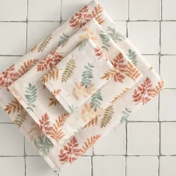 Toalla de baño algodón velour estampado hojas Seafto