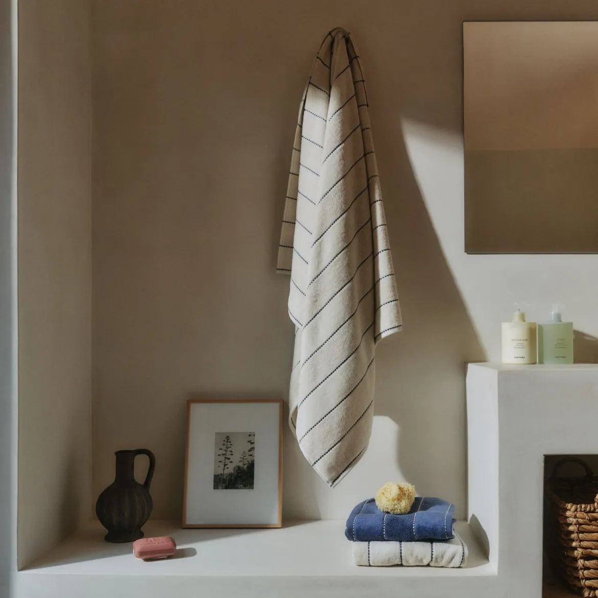 Toalla de baño algodón velour rayas Meto