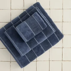 Toalla de baño algodón velour rayas Meto
